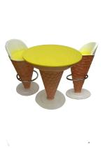 INDU Multicolour Ice Cream Cone Shape FRP 2 Chair and 1 Table