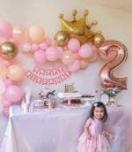SpecialYou.in 2nd Birthday Decoration items for girl includes Pink, Peach & White Balloons-55 Items