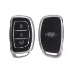 Ashar KeyHub TPU Key Cover Compatible with Hyundai Exter, Creta, Aura, i20 Elite, i20 Active, i10 Grand, Xcent, Verna 4s, Tucson, Grand I10 Nios (3B Smart Key) Push Button Start Models only (Silver Black)
