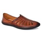 Server Casual Stylish Partywear Designer Nagra Ethnic Peshwari Peshwari jutti Loafers For Men (Tan) Uk Size 9
