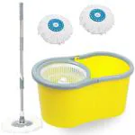 V-Mop Classic Yellow Magic Dry Spin Bucket Floor-Cleaning Mop With 2 Microfiber Refills