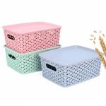 Eha Earth Friendly Multipurpose Basket for storage With Lid | Set of 3, 2.5 L | Made From Rice Husk and Bamboo Fibers | Kitchen Organiser, Bathroom Organiser, Dressing Table Organizer | Pastel