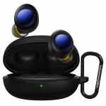 Badshah Earphone Case Cover Compatible with Realme Buds Q2, Soft Silicone Skin Case Cover Shock-Absorbing Protective Case with Keychain [Front LED Visible]- Black EARPHONE/BLUETOOTH/AIRPODS- *NOT INCLUDED* ONLY CASE COVER IS AVAILABLE IN BOX