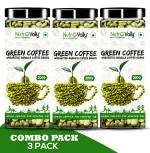 Nutrovally Green Coffee | Unroasted Arabica High in Antioxidant | Weight Management Coffee Beans 200g (Pack 3)