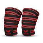 XTRIM Unisex Knee Wraps - Knee Stabilizer - Knee Bands - Knee Support for Sports, Squats, and Heavy Lifting, Washable Fabric (2 Meters Long, Set of 2, Red)