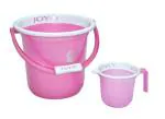 HOMELAZA Plastic Bucket With Mug Set Bucket 9 Liter Mug 1100 ML ( Set of 2) Pink Medium Size