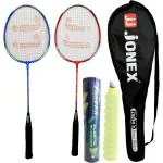 JJ Jonex Unisex Multicolor Aluminum, Plastic Ayush Badminton Kit With Racket Faster 10 Shuttlecock