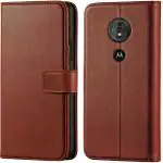 Tingtong Flip Cover Back Case for Moto G6 Play | Leather Finish | Inbuilt Stand & Pockets | Wallet Style Flip Back Case Cover for Moto G6 Play (Brown)