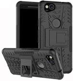 Accessories Kart Google Pixel 2 Black Plastic, Polycarbonate Shockproof Kickstand Back Case Cover