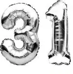 Party Midlinkerz Plastic 16 inch Silver 31st Birthday and Anniversary Celebration Foil Balloons