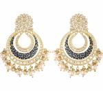 Gyaan Jewels Handmade Gold Plated Chandbali Earring Blue (Women and Girls)