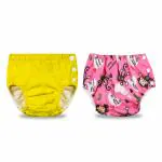 Chinmay Kids Combo of Baby Swim Diaper Waterproof Reusable Leakproof Adjustable Infant Pool Pant Boys Girls Swimsuit, Age Group - (4 months - 3 Years) | Yellow Monkey Print
