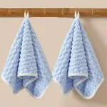 LINEAR Microfiber Hand Towels Face Towel Small Size Towel Hand Towel for Men, Women & Babies Ultra Soft, Absorbent & Quick Dry Towels for Gym, Travel 300 GSM (Blue)