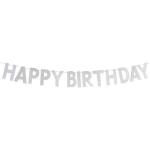 Festiko Silver Glitter Happy Birthday Banner, Happy 1st 3rd 10th 16th 30th 40th 50th 60th 90th Birthday Party Decorations Supplies