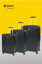 Genex Focus Plus 3 Pc Set Small, Medium & Large Polypropylene (PP) Hard Sided 4 Wheels 360 Degree Rotation Luggage Set/Suitcase Set/Trolley Bag Set