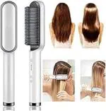 Ksboy Hair Straightener Comb Hair Straightener Brush Straightening Comb Curling Iron for Women with 3 Temp 20s Fast Heating & Anti-Scald (White)