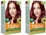 Nisha Creme Hair Color for Women - Burgundy, 120gm, Long-lasting, 100% Grey Coverage Permanent Hair Colour for Soft, Shiny, Healthy Hair (Pack of 2)