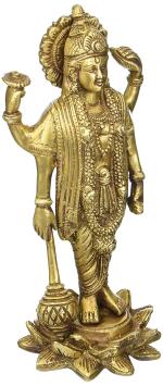 Idol Collections Golden Brass Idol Collections Lord Vishnu Standing l GOD IDOLS