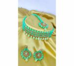 Gyaan Jewels Handmade Gold Plated Alloy Earring and Necklace Set Multicolor Free Size