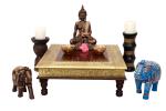 vmantiquedecor present Wooden Brass Fitting Chowki Table