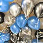 MIAARA Blue Silver & Black Metallic Shiny Balloons and Blue Confetti Balloons For Birthday/Anniversary/Engagement/Wedding/Farewell/Any Special Event Theme Party Decoration - Pack of 50