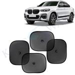 Kingsway Car Curtain Sticky Sun Shade Universal Use for BMW X4, 2019 Onwards Model, Color : Black, Mesh, Pack of 4 Piece Car Sun Shades Blinds Cover