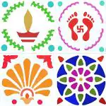Ascension Diwali Rangoli Stencil DIY Rangoli Designs Patterns Swastik Diya Deepak Rangoli Colours Sands Powder Decoration for Deepawali, Navratri, Festivals