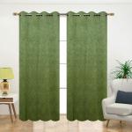 JARS Collections Set of 2 Emboss velvet suede Blackout Green Window Curtains(4x6 ft)