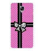 Bhai Cover Oneplus 3T Black and Pink Check Ribbon Design Mobile Back Case Cover