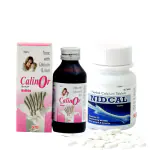 Ashwaveda Healthcare NID CAL & Calinor Syrup combo - Ayurvedic Calcium Supplement for Women and Men, For Bone Health & Joint Support