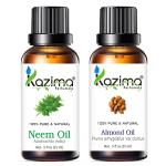 KAZIMA Neem Oil And Almond Oil Scars, Wrinkles, Hair Growth And Dry Skin, 15 ml Each (Combo Of 2)