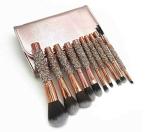 STUNHUB Makeup Brushes Set with Bag Newest Diamond Studded for Face and Eyes Make up Brush Professional Foundation Concealer Eyeshadow Eyeliner Eyebrow Brush Makeup Tools (10 Pcs_Rose Gold)