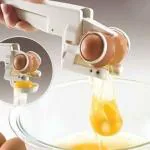 HUENISH Kitchen Cooking Gadget Tools Plastic Handheld White Yolk Separator Egg Cracker (E 712-107)