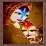 Art Factory Radha Krishna Painting with Frame Canvas 20 inch x 14 inch Painting (With Frame)