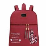 ANAYZA FASHION 15 Liters The Flower Print Birthday Gift For Girls | PU Leather Backpack | Gift For Sister(Red)