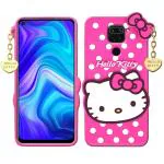 Clickaway Pink Silicone Hello Kitty Back Cover Case For Redmi Note 9