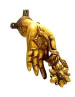 CraftVatika Gold Metal Buddha Blessing Hand Wall Hanging Sculpture 9 x 5 cm