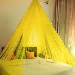 SPECIALYOU.IN Romantic Decoration for Bedroom with Yellow net Curtain & Fairy Light, Bedroom Decoration Items, Backdrop Cloth for Decoration, Birthday, Anniversary, Canopy Tent for decoration-7pcs