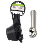 URBAN BUY Plastic 8 Pieces Measuring Cups and Spoon Set with Steel Ice Cream Scoop and Multicolour, Pack of 2