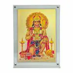 Hawai Gold Plated Lord Hanuman BajrangbaliPhoto with Transparent Acrylic Magentic Tabletop Home Décor Religious Photo Frame, 8x5.8 inch Frame SFDI00222_ACRYLIC