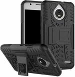 Accessories Kart Motorola E4 Plus Black Plastic, Polycarbonate Shockproof Kickstand Back Case Cover