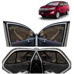 Kingsway Car Magnetic Sun Shades Curtains for Toyota Innova Crysta, Model Year : 2015 - 2021, Half Cut in Front Window, Color : Black, Cotton Mesh, Complete Set of 6 Piece