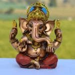 WELNO Antique Finish Resin Ganesh ji for Car Dashboard, Ganesha Idol | Vinayaka | Ganpati Bappa Murti in Red Dhoti Idol for Home Decor Pack of 1