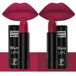 PERPAA Creamy Matte Lipstick Combo Set Of 2 Bright Long Stay Intense Color 3.5gm Each|Ruby Magenta,Candy Pink