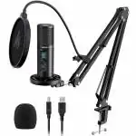 MAONO PM422 USB Microphone Zero Latency Monitoring 192KHZ/24BIT Professional Cardioid Condenser Mic with Touch Mute Button and Mic Gain Knob for Recording, Podcasting, Gaming, YouTube