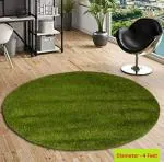 GULISTAAN High Density Artificial Grass Carpet ( 4 Feet Round Shape ) , Natural Green, 1 Pc