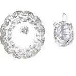 ROMJ Decorative Crystal Ashtray and Tortoise Figurine Set - Elegant Glass Design for Home, Office, or Gifting - Perfect for Classy Decor