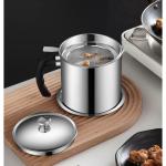 VEDANTA ENTERPRISE Oil Container Grease Can, Stainless Steel Cooking Grease Container, 1.5 litre Grease Can Oil Storage Strainer for Cooking Oil, Frying Oil Container with Removable Filter Anti-Scalding Handheld 1 pcs