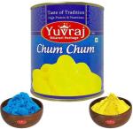 Yuvraj Sweets Cham cham (kesar) 1 kg with holi gulal 2 colours gifts of Holi festival Combo