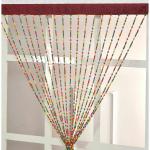 GOYCORS Multicolour Stripped Wood Beads Curtain (9 x 4 ft)